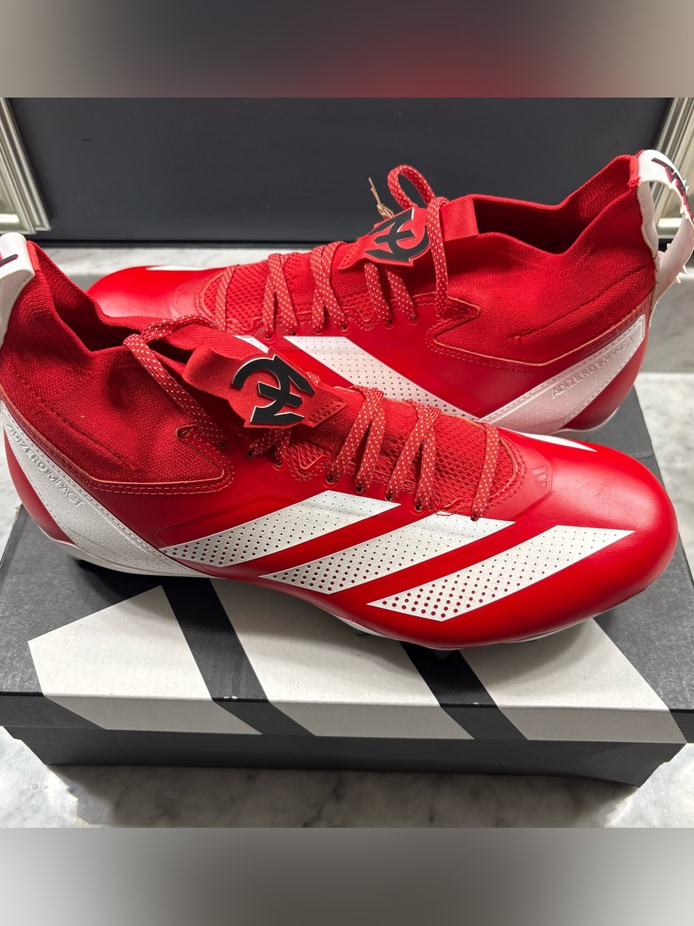 adidas Men adizero Impact + PE Football Cleats Size 12 Red White Patrick Mahomes